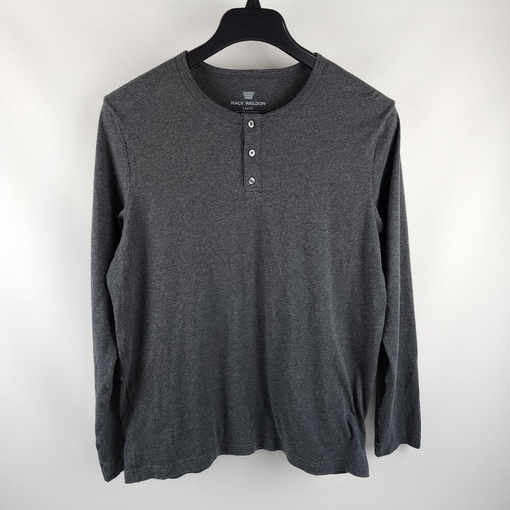 Mack Weldon Shirt Mens Large Charcoal Gray L/S Henley
